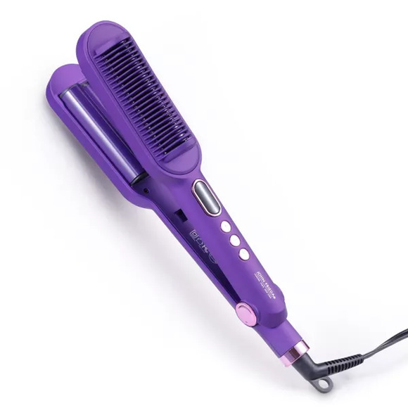 NWOT New John Frieda Heather Hairbrush Waver 2-In-1 Ceramic Straightener Crimper - Picture 1 of 6